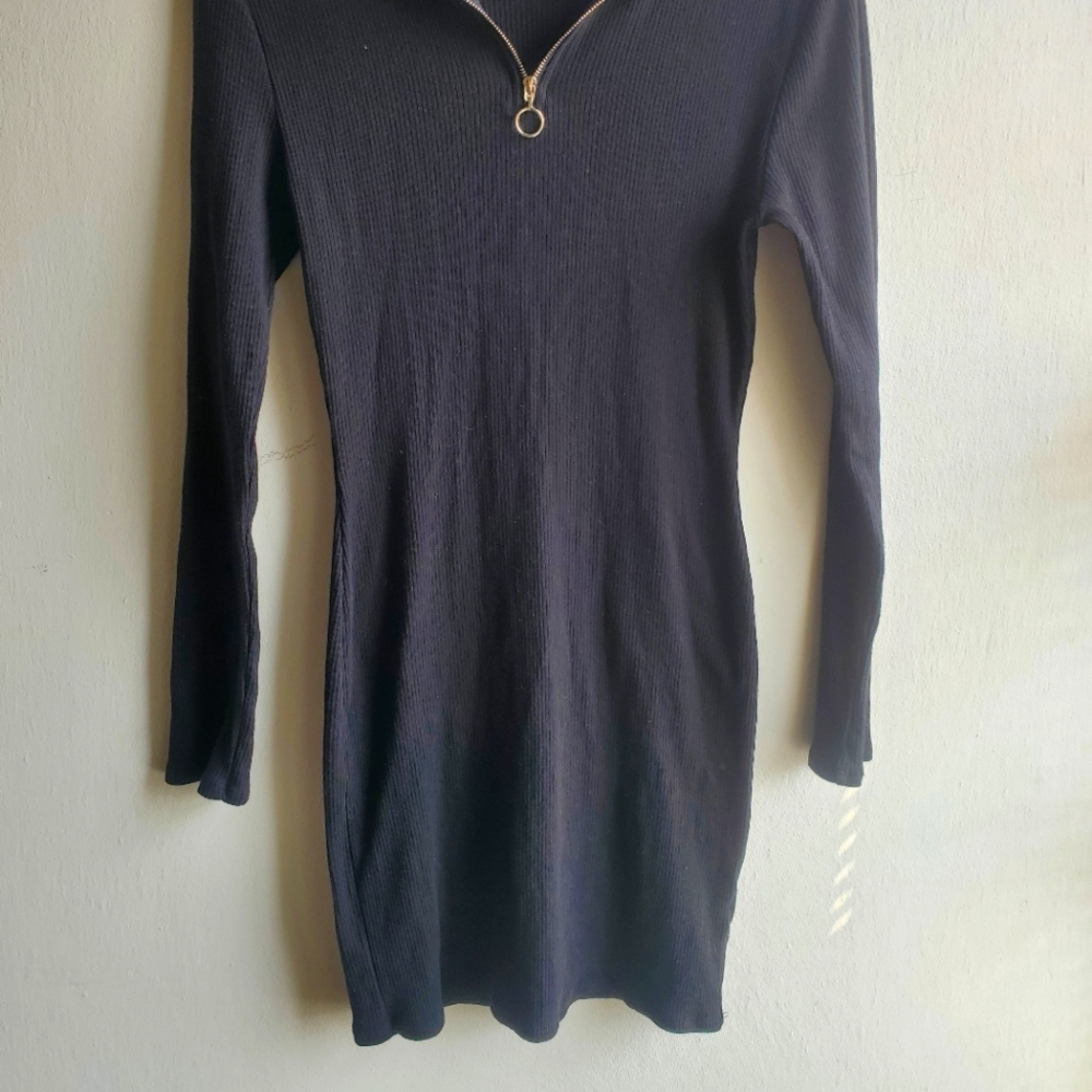 Long sleeve black mini dress